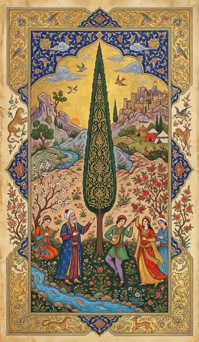 تابلوفرش چاپی طرح سرو جاودان کد 10002